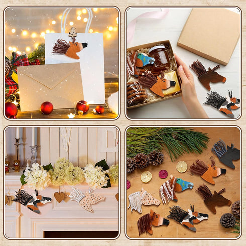 24 Geelin Pcs Wooden Horse Craft Western Ornament Unfinished Wooden Cutouts Horse Painting Kit Unicorn Ornament DIY
