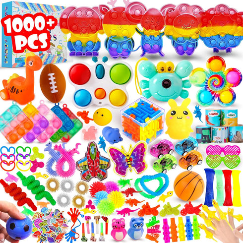 DKZ 1000Pcs Bulk Party Favors for Kids, Fidget Toys Pack,Stocking Stuffers, Treasure Box