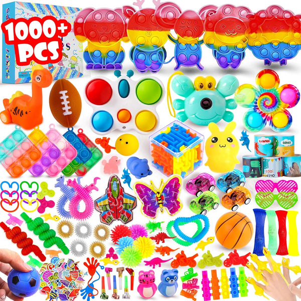 DKZ 1000Pcs Bulk Party Favors for Kids, Fidget Toys Pack,Stocking Stuffers, Treasure Box