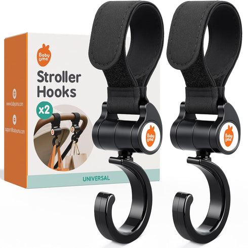 Baby Uma Stroller Hooks (2 Pack) - Open Stroller Hook with 360-Swivel