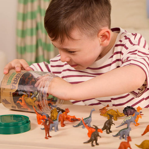 60 Playset 3+ Terra by Battat Pieces Dinosaur Figures Assorted Mini Plastic Animals for Kids Birthday Party Supplies