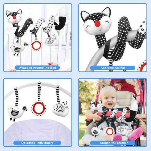 Black and White High Contrast Baby Toys for Newborn, Car Seat and Stroller Toys for 0-12 Months, Best Gift for Infants