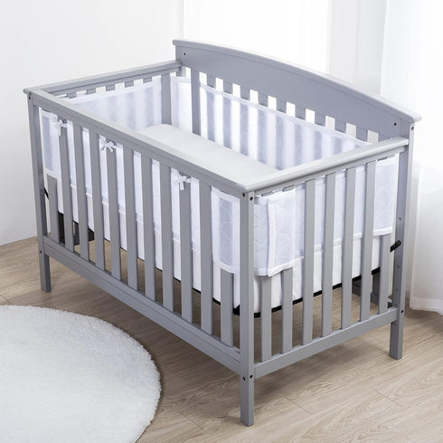 5mm 4FS 3 4 BreathableBaby Breathable Mesh Liner for Full-Size Cribs, Sheer Deluxe Mesh, Scallops (Size Covers