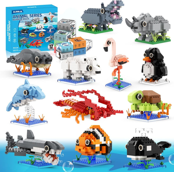 Party Favors for Kids 8-12, 1635PCS-12 Kinds of Animals Building Block Toy,