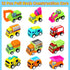 Giaueoa 12 Pcs Prefilled Easter Eggs with Pull-Back Engineering Vehicles Plastic Easter Eggs Filled Cars Toy for Easter