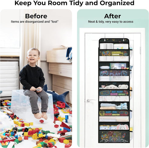 Closet Clastyle Video Gamer Over the Door Organizer Mesh Side Pocket Boy Nursery Hanging Storage Organizer Clothes