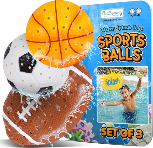 ArtCreativity Sports Balls Water Splash Toys - Set of 3 - Spongy