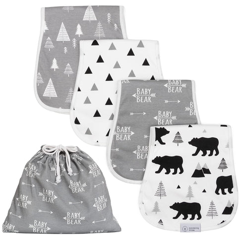 4 Pack Organic Burp Cloths for Baby Boys and Girls with Bag - XLarge Absorbent Burping Clothes, Newborn Towel, Milk