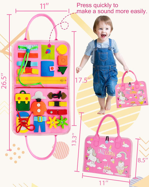 Exorany Busy Board Montessori Toys for 1-4 Year Olds, Sensory Educational Toys, Birthday Gifts for Toddlers