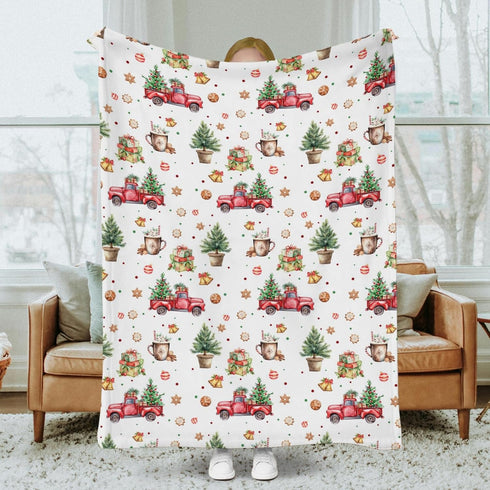SqtmuHLuo Red Baby Christmas Blanket Boys Girl Gifts First Christmas Tree Red Car Baby Nursery Bed Receiving Blankets