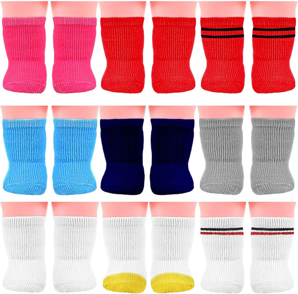 Zhanmai 9 Pairs Doll Socks - Mini Doll Socks Accessories for American 18 Inch Baby Dolls, Multicolored