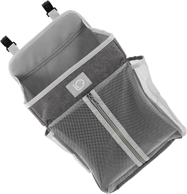 FRCOLOR Bedside Hanging Organizer with Multiple Pockets, Grey Nursery Storage Caddy for