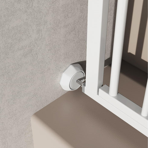 Baby Gate Wall Protector - Protect Walls & Doorways from Pet & Dog Gates - Pressure Mounted Gates Work on Stairs - Gates Wall Cups - 4 Pack - White