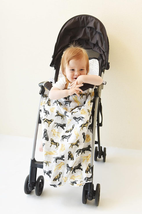 1 Mud Pie Labrador Retriever Print Muslin Baby Swaddle Blanket, Piece