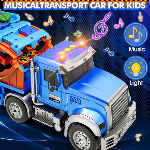 3, 4, 5, 6, 7, 8 6 Truck Car Toys for Years Old Kids, Carrier Truck Race Track Toys, Foldable Transport Car Toys
