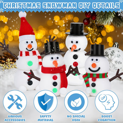 15 Pack Christmas Crafts Supplies, DIY Snowman Making Kit for Children, Christmas Stocking Stuffers, Air Dry Snowman