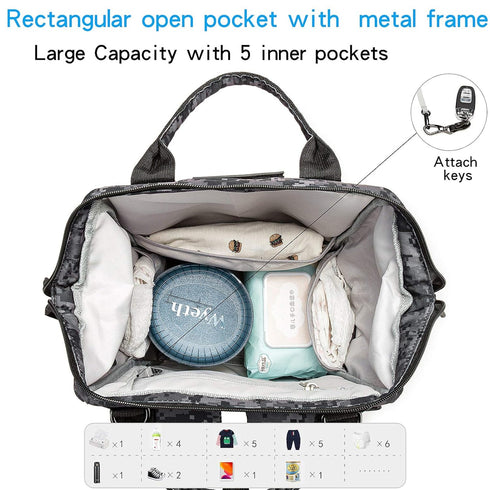 Backpack Backpack Diaper Bag with USB Charging Port Stroller Straps and Insulated Pocket,army military Travel Nappy