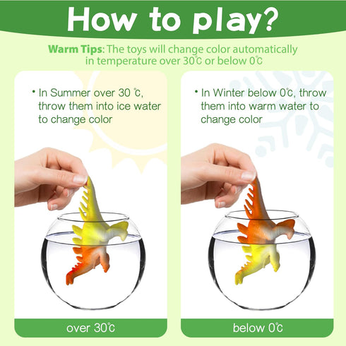 16pcs 3+ Dinosaur Series - Temperature Color Changing Bath Toys, Water Table Toy for Easter Egg Fillers,Goodie Bags