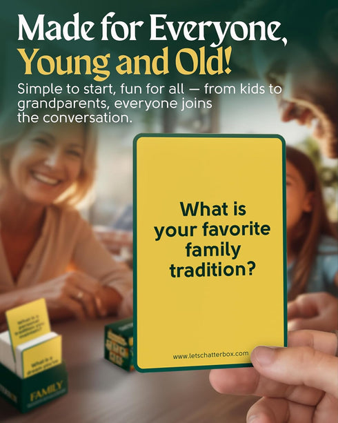 2+ Chatterbox Conversation Cards for Families & Parents, Share Life Stories & Connect with Family & Get to Know You