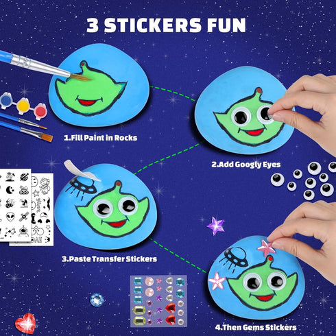 Set 6 7 8 9 10 11 12 EPUMP Rock Painting Kit for Kids - Glow in The Dark Arts and Crafts Supplies Kits for Girls Boys