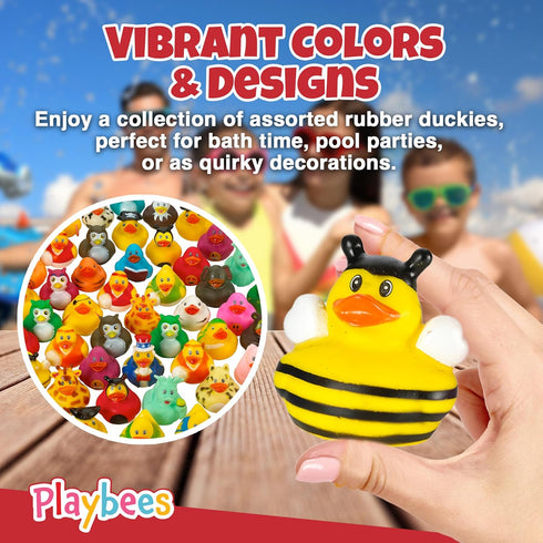 12 Pack Summer Playbees Rubber Ducks in Bulk Assortment Duckies Kids Baby Bath Shower Toys Jeep Ducking Floater Beach