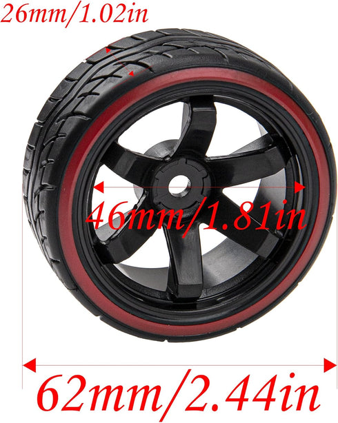 Hard Plastic Tires & Wheel Rims 12mm Hex Compatible with Traxxas HSP Tamiya Kyosho Himoto 1/10 RC Drift Car (Style 1)