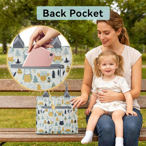 Compact Owl-Themed Waterproof Mini Diaper Bag - Multi-Function Travel Handbag
