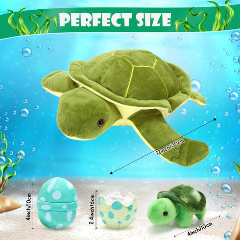 6 12" Mommy 3 2 Aoriher Pieces Sea Turtle Stuffed Animal with Babies Stuffed Sea Turtle with Little Plush Plush Eggs