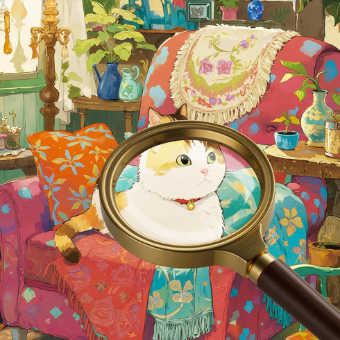 Cozy 1000 27.56 19.68 Inches, Room Jigsaw Puzzles Pieces for Adults -Challenging Cat Bookshelf Living Room Scene