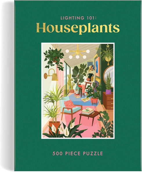 500 Piece Book Puzzle with Beautiful Plant and Interior Design Artwork: Galison Lighting 101: Houseplants Packaged in