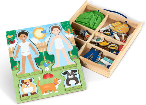 Melissa & Doug Occupations Magnetic Dress-Up Wooden Pretend Play Set (74 pcs) - Magnetic Dress-Up Dolls