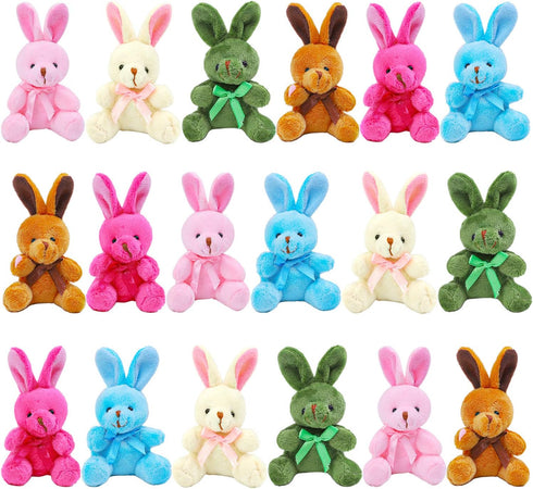 Elcoho 18 Pack Easter Plush Bunnies, Stuffed Bunny Toys for Easter Baskets, Plush Bunny Animals