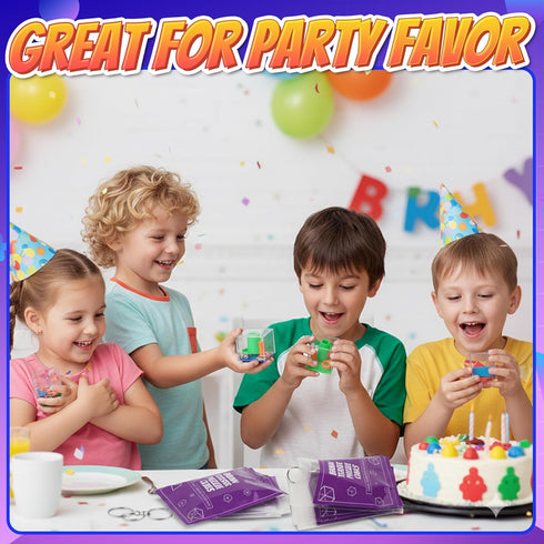 (6 Pack) Brain Teaser Puzzle Cubes on Keychain - Mini Maze Toys for Kids, Unique Party Favors, Goodie Bag Fillers