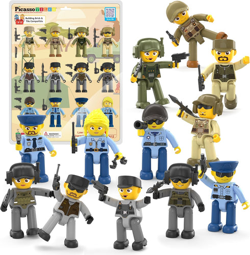 Picasso Toys Magnetic Action Figures Character Law Enforcement for Construction Building Block