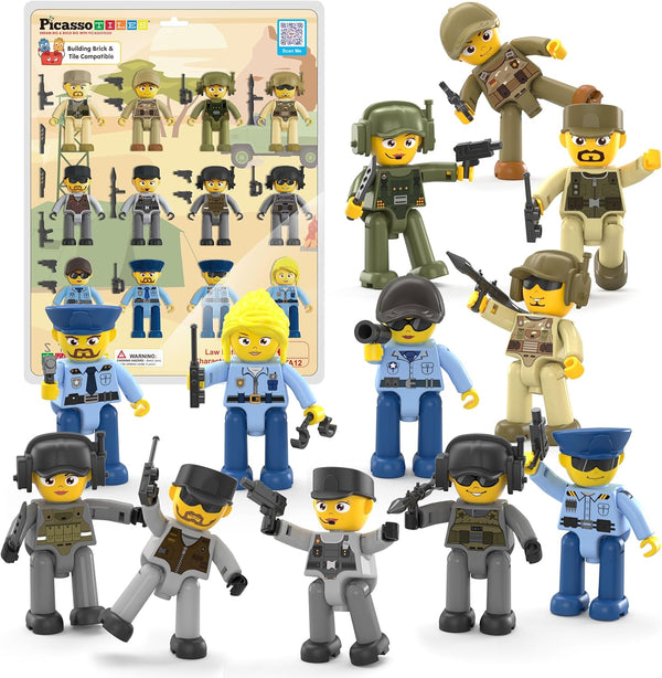 Picasso Toys Magnetic Action Figures Character Law Enforcement for Construction Building Block
