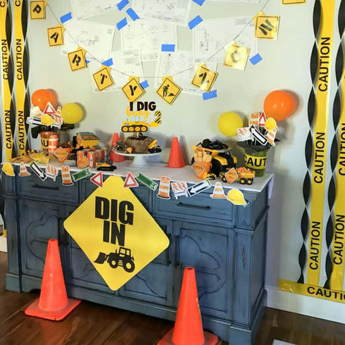 LetDec 41 2nd 2nd Pcs Construction Birthday Cupcake Topper Dump Truck Two Years Old Cake Topper Excavator Tractor Two