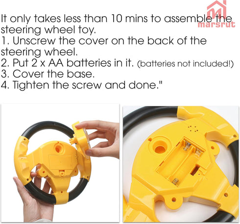 3+ Steering Wheel Simulated Toy for Kids Babies Years Old, Small Electronic Simulated Driving Driver Racing Toy