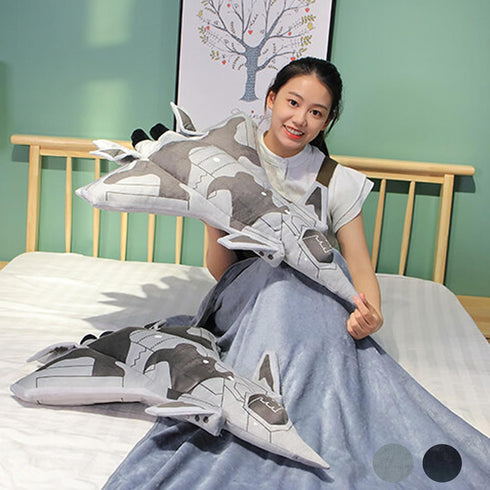 29 Inch Airplane Model Plush with Blanket, Warplane Stuffed Animal Toy for Decoration