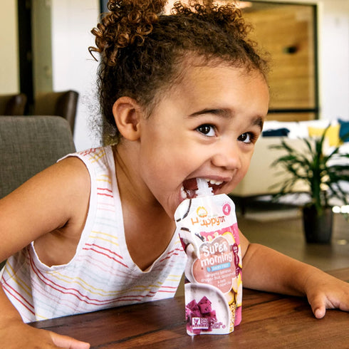 Happy Tot Organics Stage 4 Super Morning, Bananas, Blueberries, Yogurt & Oats + Super Chia, 4 Ounce Pouch, Pack of 8