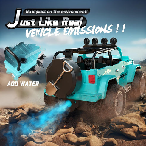 DEERC Remote Control Truck, 1:16 RC Car with Fog Mist & Music, 2.4GHz All Terrain SUV Gifts for Boys
