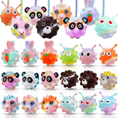 18 Pack Fidget Balls Party Favors, 2 inch 3D Animal Pop Balls