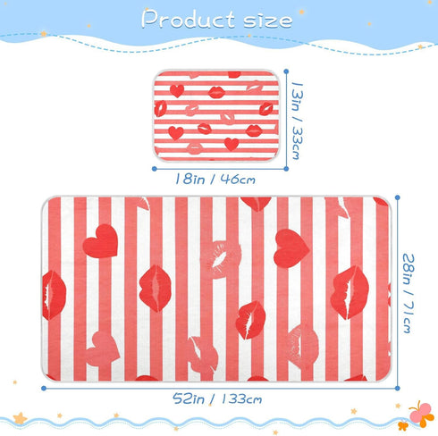 SyXIOP 28" 52" Red Striped Lips Cooling Baby Waterproof Crib Mattress Protector x Reusable Mattress Pads