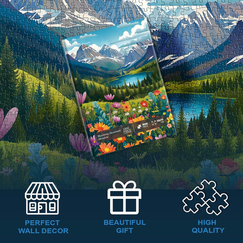 PICKFORU 1000 Landscape Puzzles for Adults Pieces, Flower Mountain Puzzle Art, Lake Scenic Jigsaw Puzzles for Adults