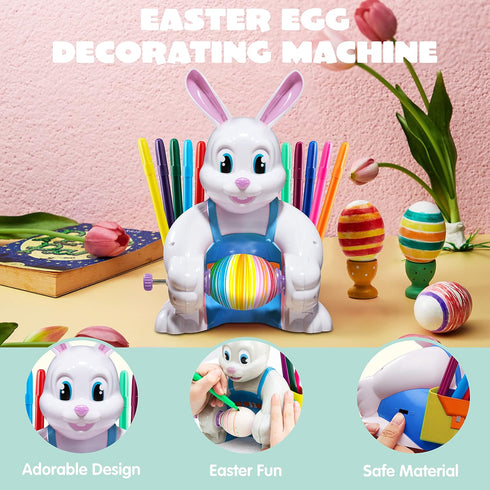 10 JOYIN Motorized Easter Egg Decorator Kit, Easter Busy Bunny Egg Spinner Whirler Decorating Machine with Non-Toxic