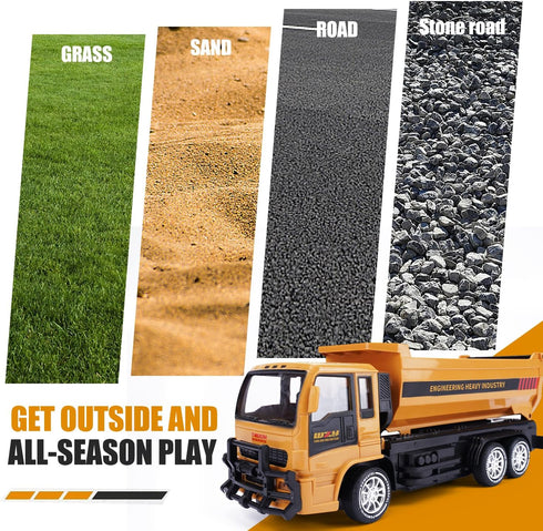 2.4GHz 45 2 3 4 5 6 7 8 Jiakora Remote Control Dump Truck for Kids, RC Construction Vehicle with LED Lights, Dumping