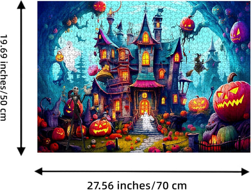 Halloween Puzzle for Adults - 1000 Pieces, Horror Haunted House Puzzle, Holiday Party Gifts