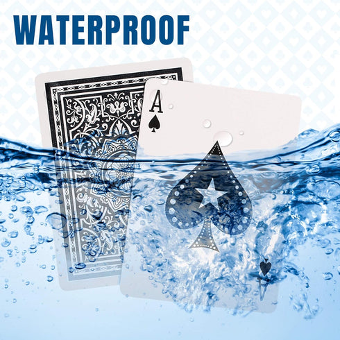 "LotFancy Waterproof Playing Cards - 100% Plastic, 2 Decks with Cases for Pool Beach Water Card Games"
