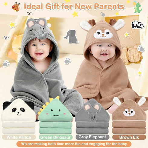 14 Set, Set,4 32x32 10 Flasoo Pcs Baby Towels Baby Towels and Washcloths Pcs in Cute Hooded Bath Towel & Pcs Baby
