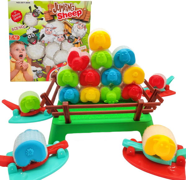 Jumping Sheep Board Game - Catapulting Sheep Game for 4-12 Kids, Tabletop Family Game, 2-4 Players