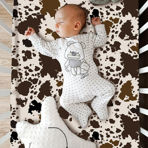 Hahafelt 3 Set Set Piece Patchwork Western Crib Bedding for Boys Girls Cow Cactus Print Baby Bedding Barnyard Western